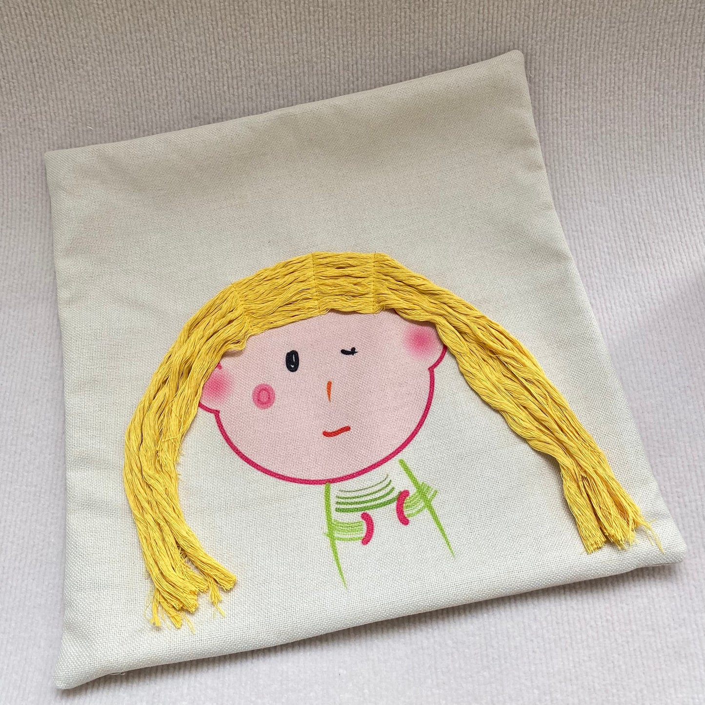 The Serene Smiling Girl Cushion Cover