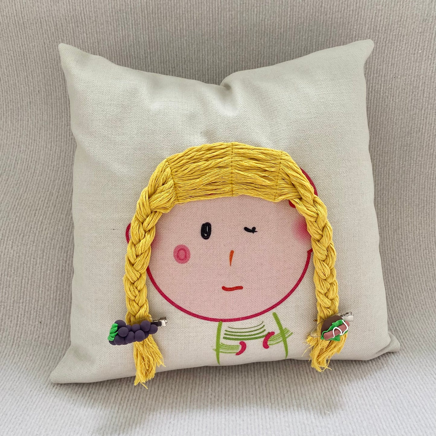 The Serene Smiling Girl Cushion Cover