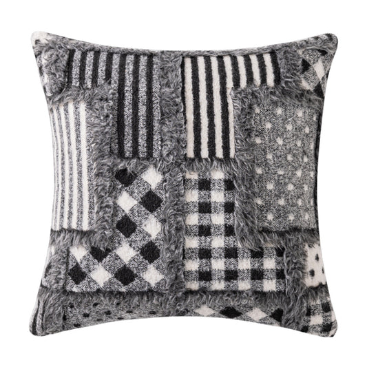 Tweed Jacquard Patchwork Patch Pillow Cover