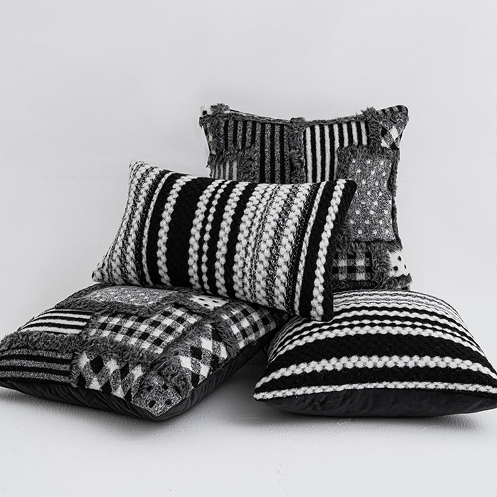 Tweed Stripe Jacquard Throw Pillow Cover Cushion Cover