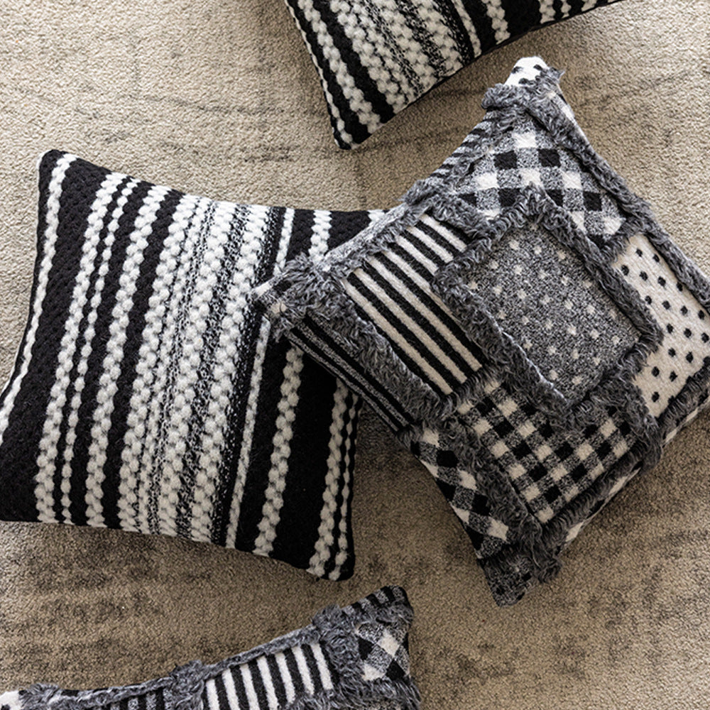 Tweed Stripe Jacquard Throw Pillow Cover Cushion Cover