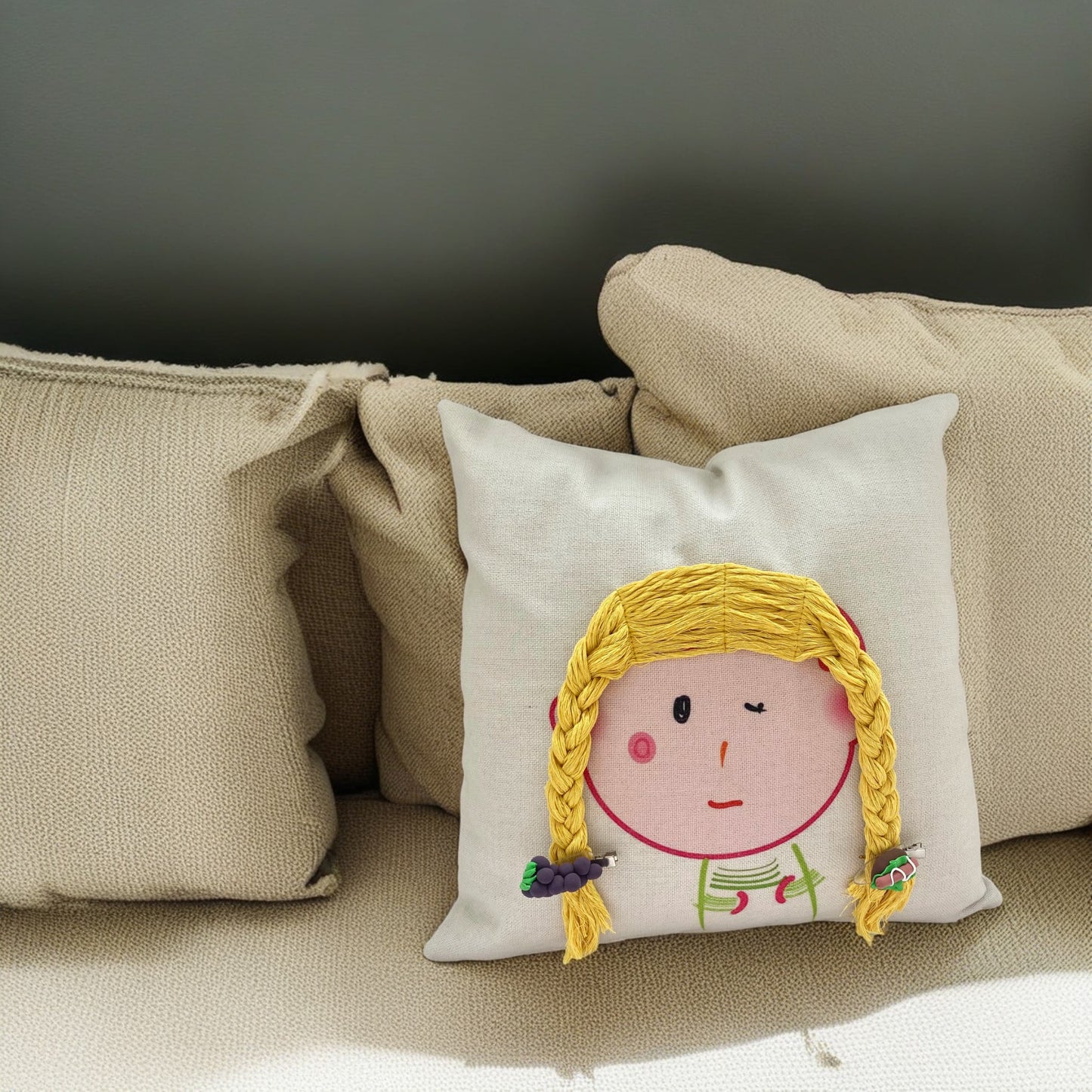 The Serene Smiling Girl Cushion Cover