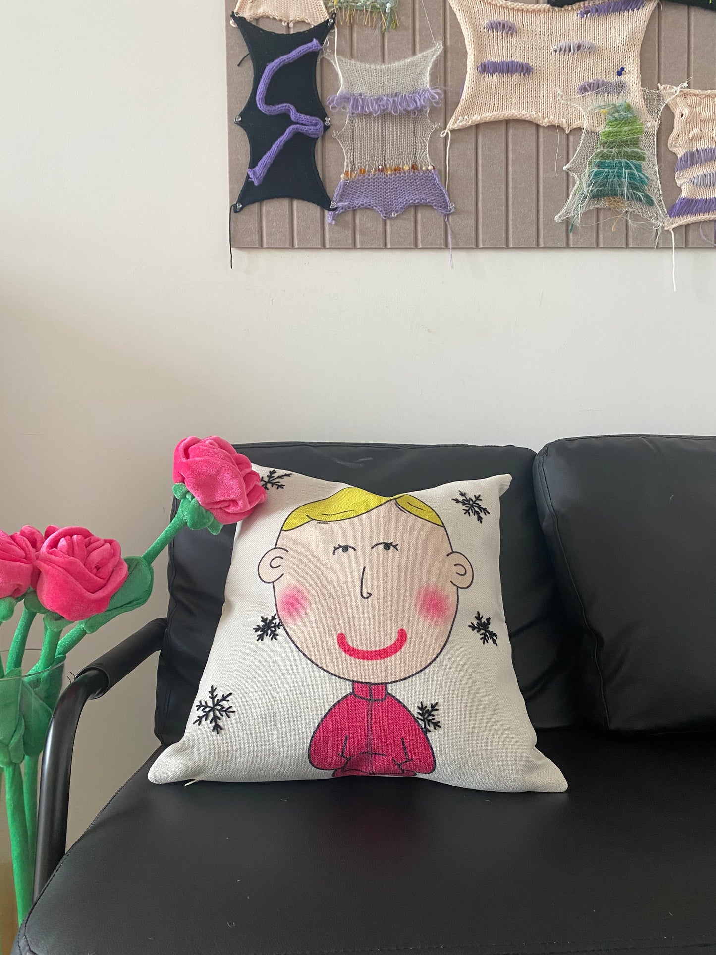 Cotton Canvas Cartoon Embroidery Cushion Cover Pillow Cover