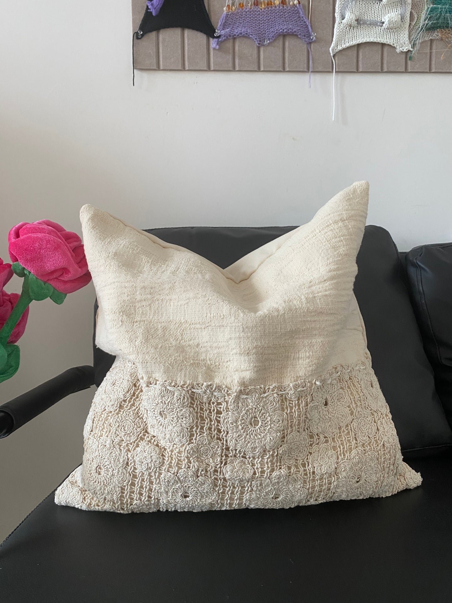 Lace Crochet Cotton Jacquard Cutout Cushion Cover