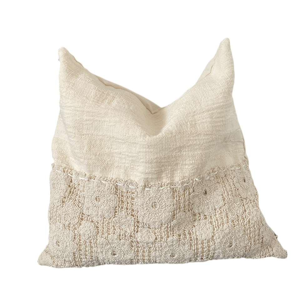 Lace Crochet Cotton Jacquard Cutout Cushion Cover