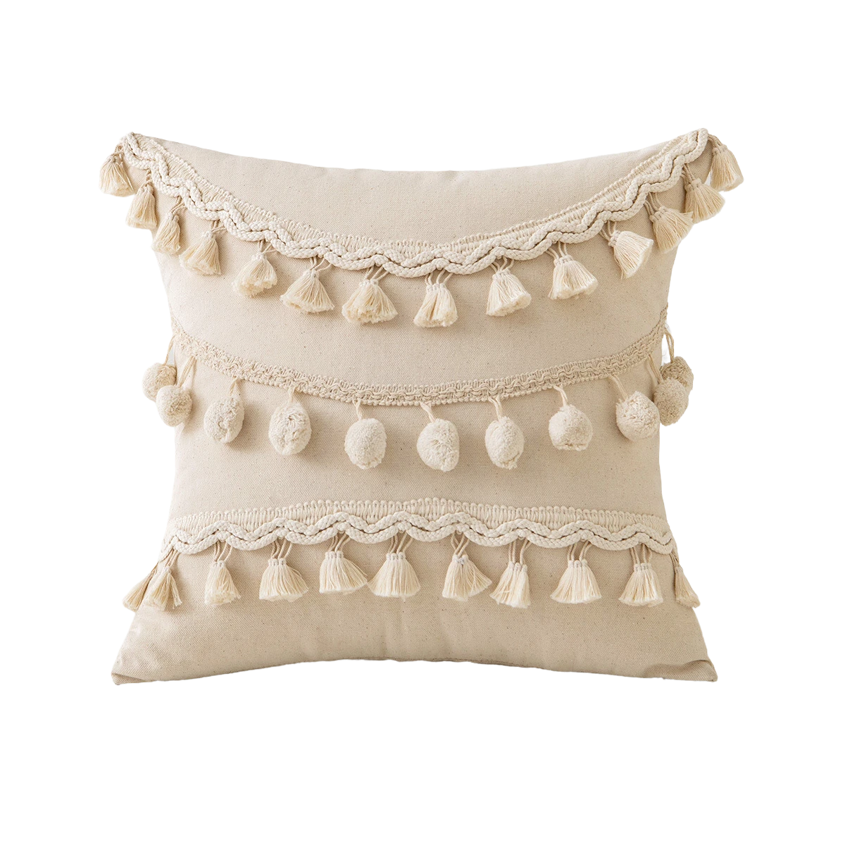 Nordic Style Cotton Cushion Covers with Tassel Accents