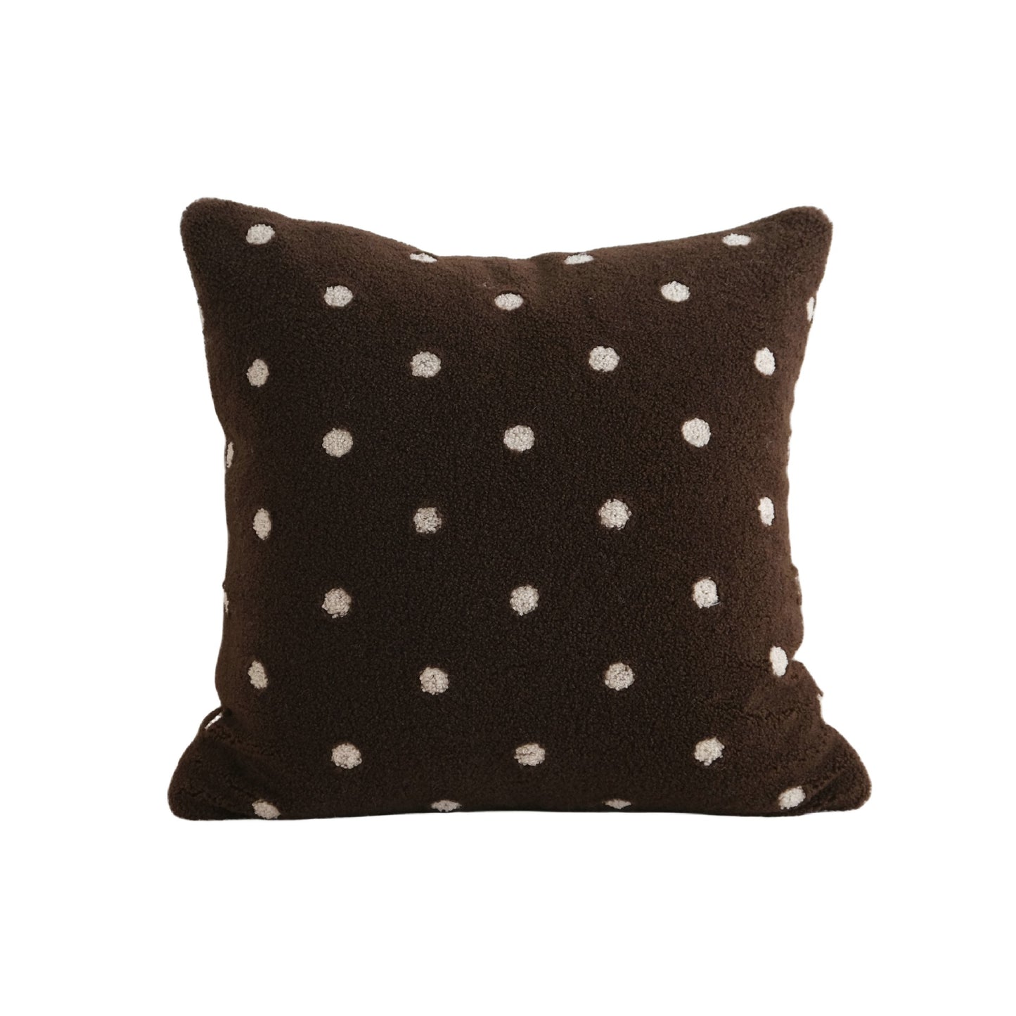 Color Clashing Polka Dots Embroidered Lambswool Cushion Lumbar Pillow Cover