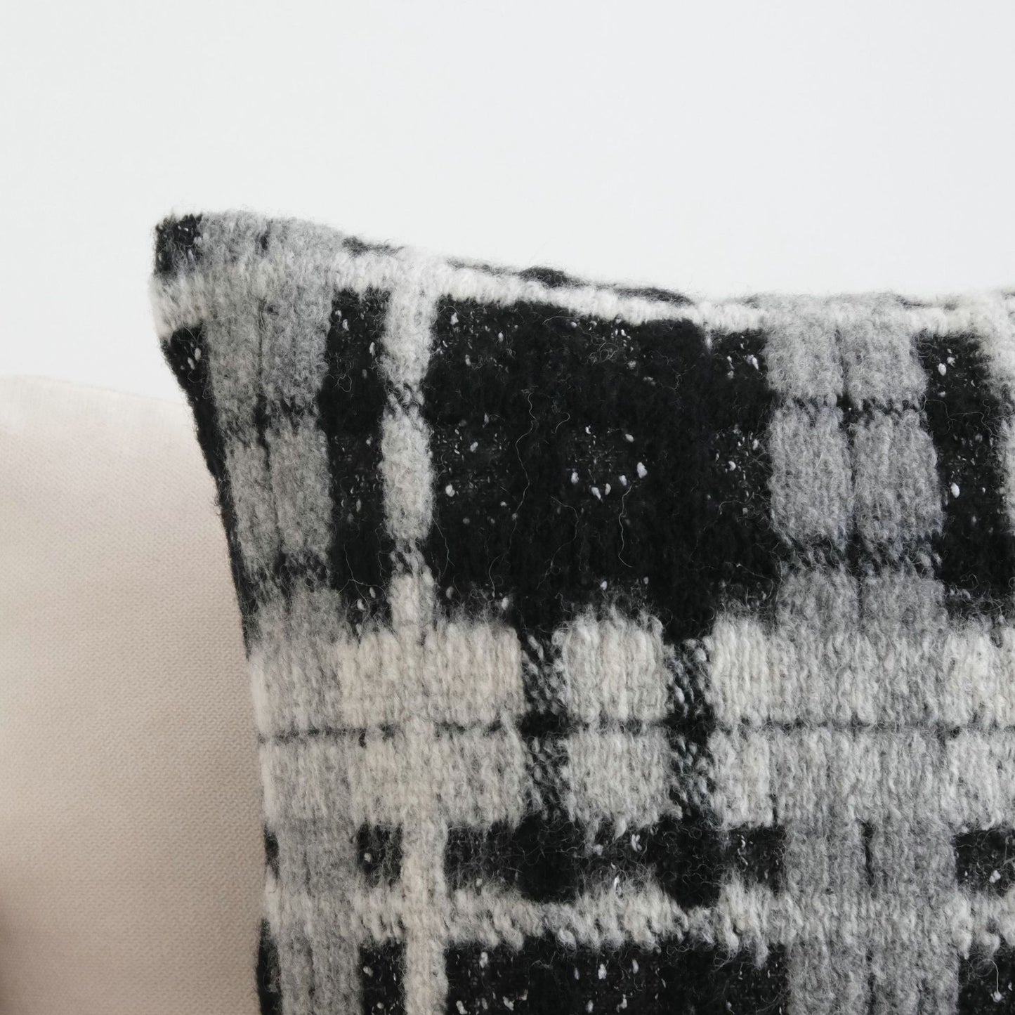 Wool black and white check light luxury cushion cover