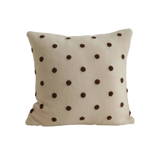 Color Clashing Polka Dots Embroidered Lambswool Cushion Lumbar Pillow Cover