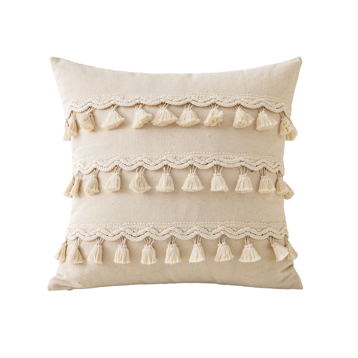 Nordic Style Cotton Cushion Covers with Tassel Accents