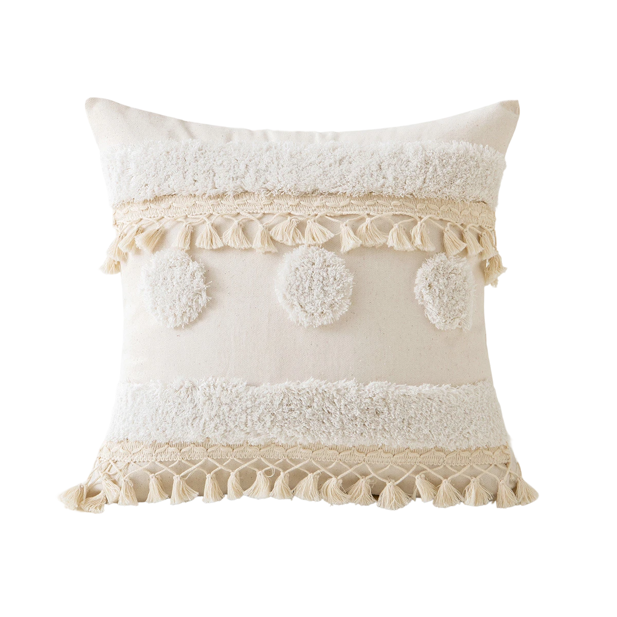 Nordic Style Cotton Cushion Covers with Tassel Accents