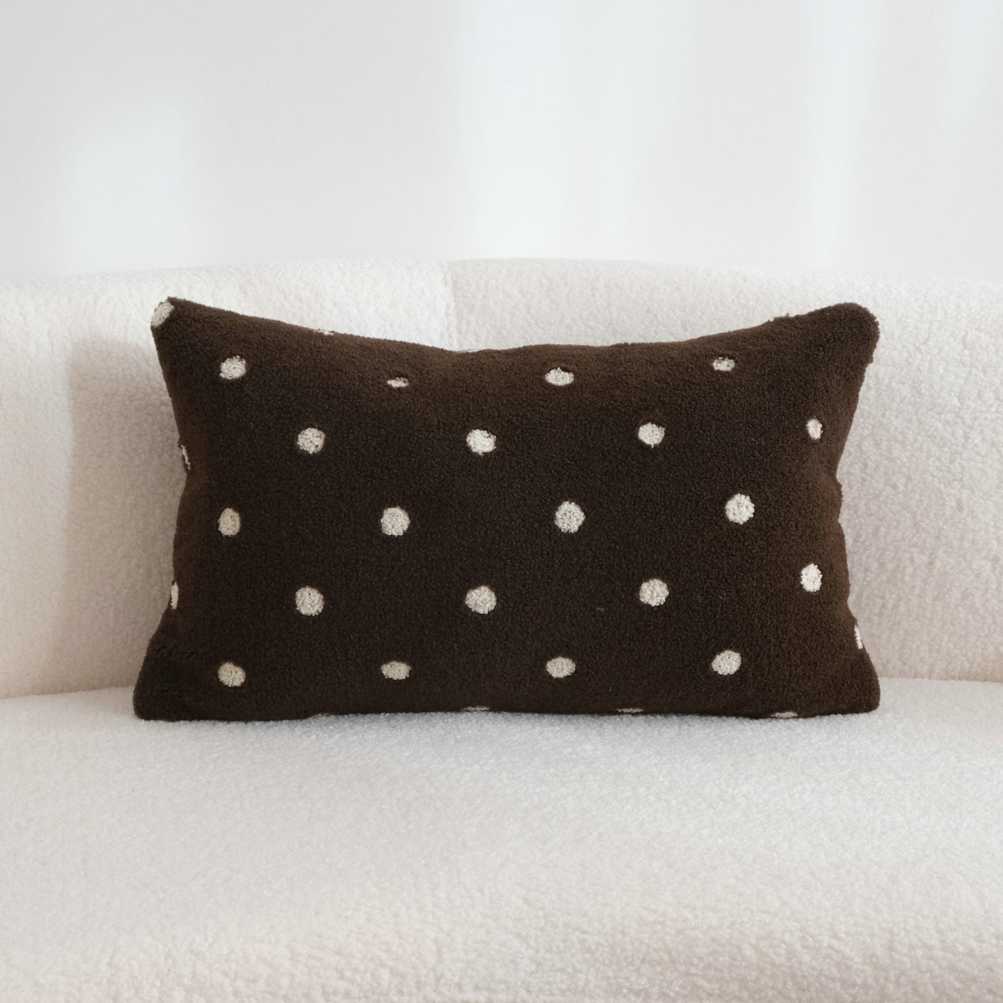 Color Clashing Polka Dots Embroidered Lambswool Cushion Lumbar Pillow Cover