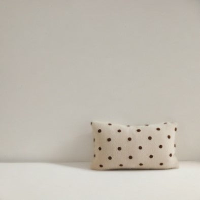 Color Clashing Polka Dots Embroidered Lambswool Cushion Lumbar Pillow Cover