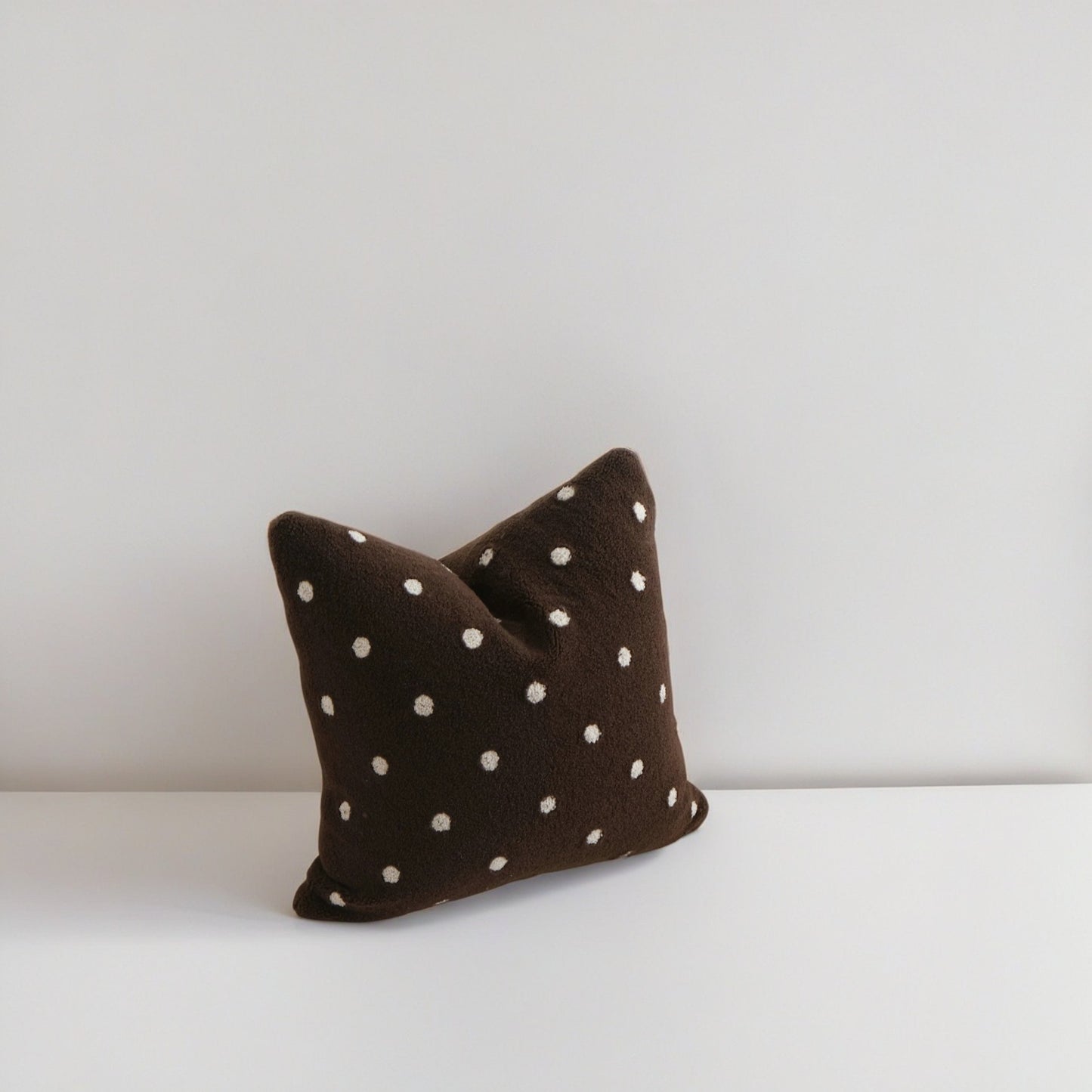 Color Clashing Polka Dots Embroidered Lambswool Cushion Lumbar Pillow Cover